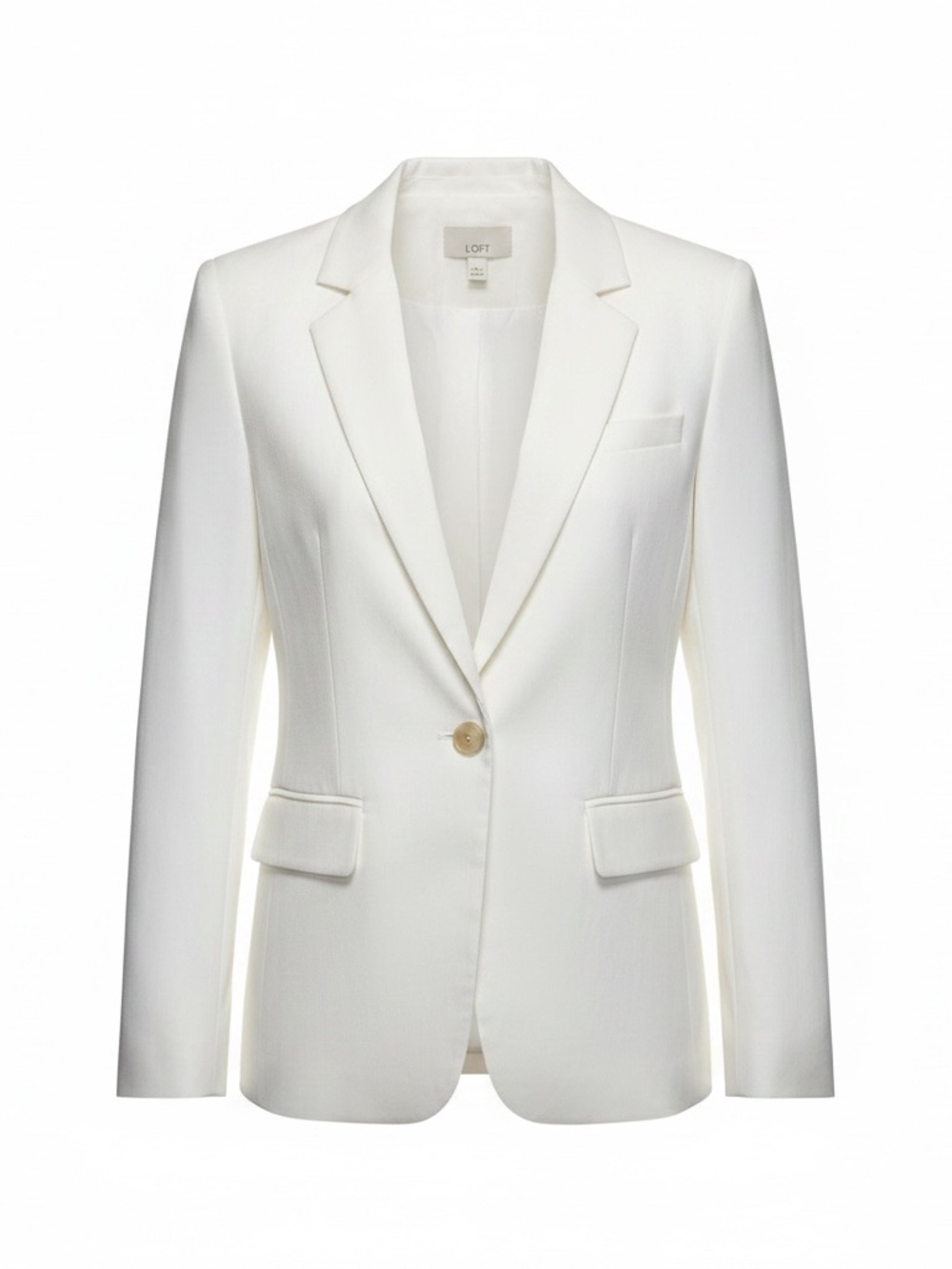 NEW LOFT Linen Blend Peak Notched Lapel Single-Button Blazer Ecru/Ivory Size 8 - Picture 11 of 11